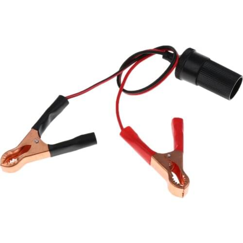 Alligator Clip-On 12V Car Battery Lighter Power Extension Socket
