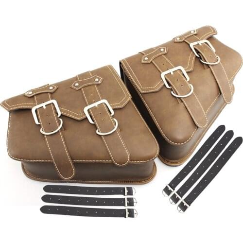 Universal Motorcycle Bag Leather Left Right Side Saddle Bags Storage Tool Pouches Luggage Bag For Harley Sportster XL883 XL1200