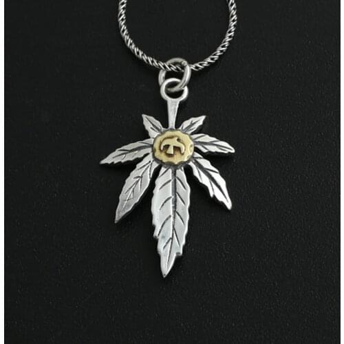 S925 Sterling Silver Jewelry Vintage Thai Silver Men and Women Handmade Eagle Maple Leaf Pendant