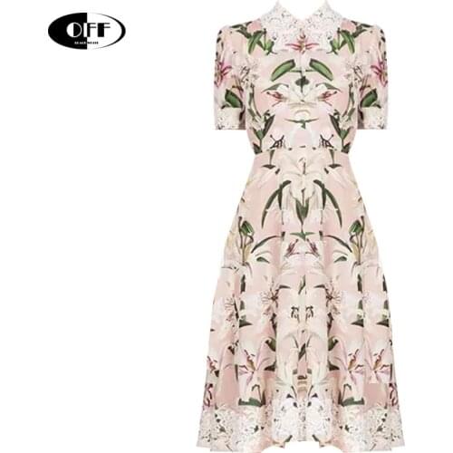 Designer Runway Elegant Lily Floral Midi Dresses For Women Traf goblincore beach chic party evening short sleeve summer dress ZA