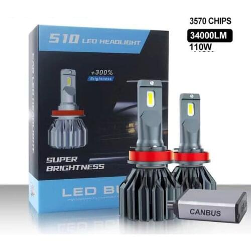 New 2Pcs H4 H7 110W 34000LM Canbus H1 H8 H9 H11 9005 HB3 9006 HB4 Car LED Light Headlight Turbo Headlamp Fog Lamp 6000K 12V 24V