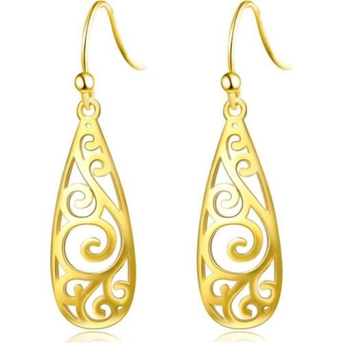 2021 Korean Fashion Jewelry Sterling Silver Filigree Tear Drop Earrings Unusual Pendientes Mujer Trend Earrings For Women