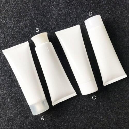 300pcs/lot 100g 100ml White Empty Plastic Squeeze Bottle Cosmetic Facial Cleanser Hand Cream Soft Tube