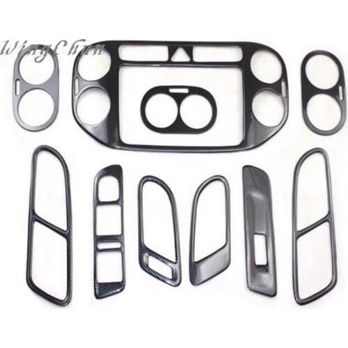 3D solid mahogany color, carbon fiber modified interior parts for 10-12 Tiguan 10pcs