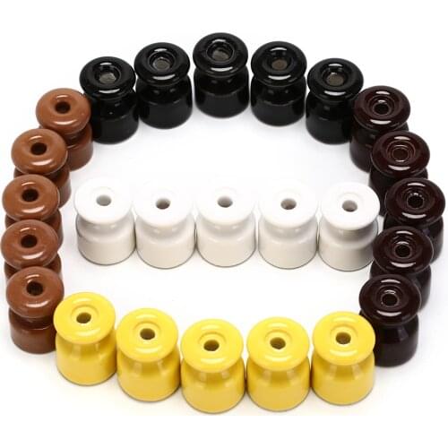 5pcs/lot Porcelain Insulator For Wall Wiring Ceramic Insulators High Frequency Electric Porcelain Ceramic Insulator 5 Colors