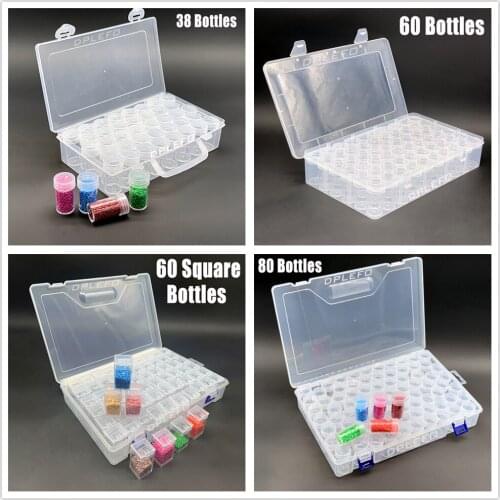 5D Diamond Painting Accessories Storage Box 28/32/38/56/60/64/80 Slot Beads Storage Jar Case for Diamond Mosaic Organizer Boxes
