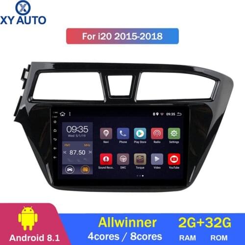9 inch 2.5D IPS HD multi-touch screen Android8.1 2G RAM 32G ROM NAVI For Hyundai i20 2015-2018 with Bluetooth USB WIFI SWC