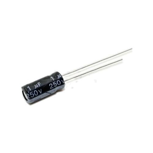 Free shipping 500pcs 1UF 250V 6.3X12mm Electrolytic Capacitor 250V 1UF 6.3*12mm Aluminum Electrolytic Capacitor