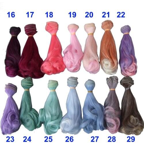 Free shipping 1 pcs 15 cm pink purple green red color BJD/SD Doll Wigs/hair DIY curly hair wig for 1/3 1/4 SD bjd doll