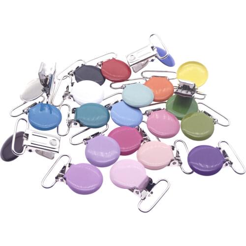 Free shipping wholesale 500pcs Metal Round Top Pacifier Holders Mixed colors Enamel Pacifier Clips / Suspender Clips Suppliers