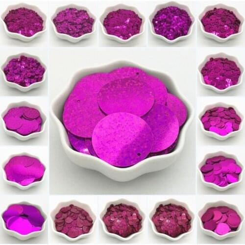 Paillettes 3-50mm Rose Red Sequin Glitter Flat Round Cup PVC Loose Sequins Paillette Craft Sewing Women Garment Accessories 20g