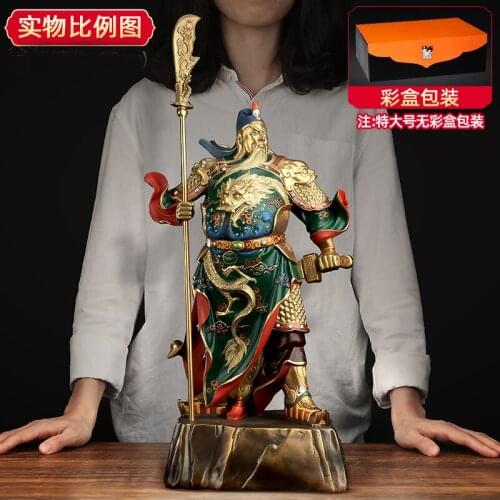 Large Southeast Asia High grade Mammon buddha Home store company Shrine Good luck God of wealth GUAN GONG color brass statue A