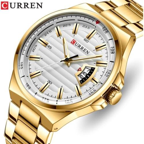 Mens Watches CURREN Top Brand Men Fashion Luxury Gold Watch Stainless Steel Waterproof Sport Quartz Wristwatch Relogio Masculino