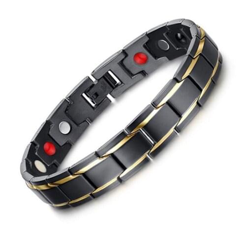 Black Watch Link Bracelet magnetic health care fashion Gold Black Mens Bracelet