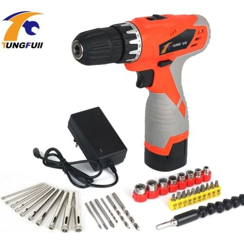 Tungfull 18V Lithium Battery Rechargeable Hand Drill Electric Drill Multi Functional Household Electric Screwdriver Power Tool