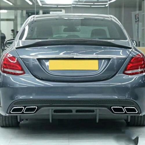Use For Benz C Class W205 Spoiler 2015--2019 Year Sedan Black Glossy Real Carbon Fiber Rear Wing Psm Style Accessories Body Kit