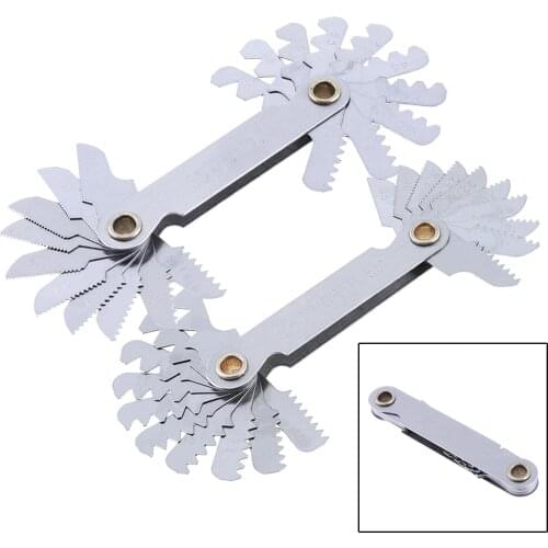 55 and 60 Degrees Metric Thread Gauge Stainless Steel Screw Pitch Gauge Folding Measuring Tool with 20pcs / 24pcs Blades