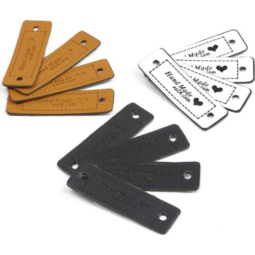Wholesale Love Heart Pattern Hand Made Leather Labels For Handwork Gifts Leather Tags Handmade Clothes Shoes Sewing Accessories