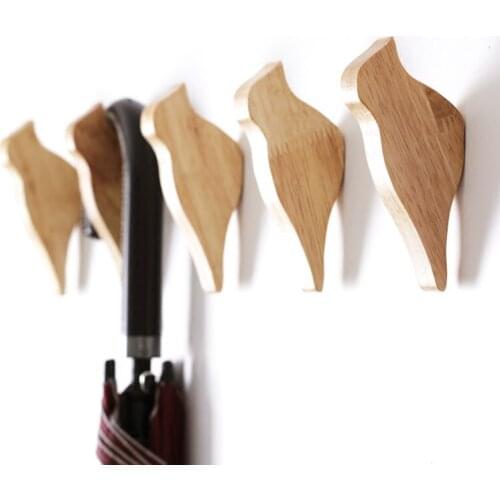 Creative Wood Bird Clothes and Caps Hook Log Clothes hanger Wall Decorative Clothes and Caps Hook