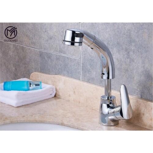 Brass Chrome Deck Mounted Single Handle Hot and Cold Water Tap Bathroom Black Pull Out Faucet Electric Faucets