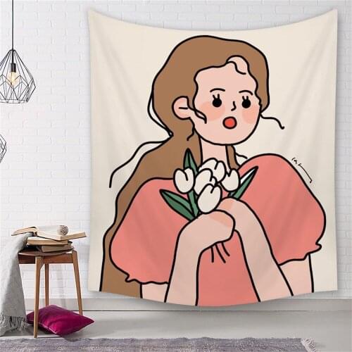 Cute Girls Wall Tapestry Mandala Hippie Sweet Pink Girl Boho Decor Tapestry Wall Hanging Blanket Table Cloth Mat Home Decor