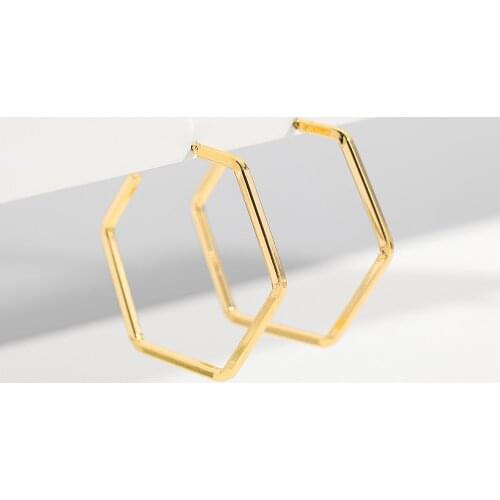 Minimalist Gold Large Hollow Geometric Hoop Earrings for Women Trendy Hexagon Statement Earrings Female Wedding Party Jewelry