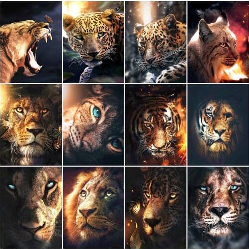 MomoArt Diamond Mosaic Lion Full Drill Square Diamond Embroidery Animal Cross Stitch Kits Art Painting Rhinestones Wall Decor