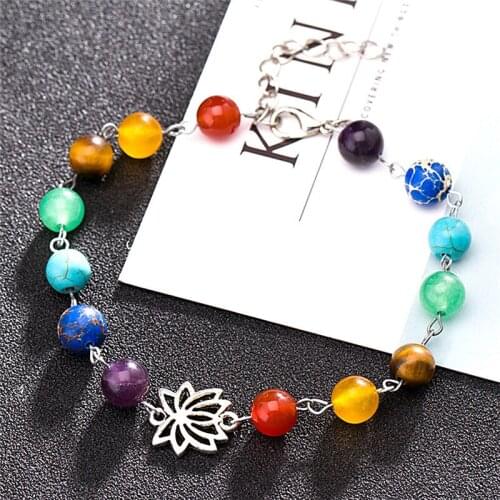 New Women Bohemia Colorful Beads Bracelet Energy Yoga Lotus