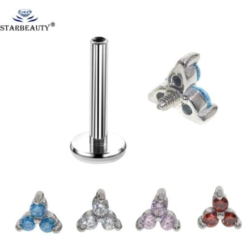 1pc Internally Thread 16g 6/8mm Surgical Steel Ear Cartilage Tragus Helix Piercing Labret Lip Stud Ring Body Jewelry Titanium
