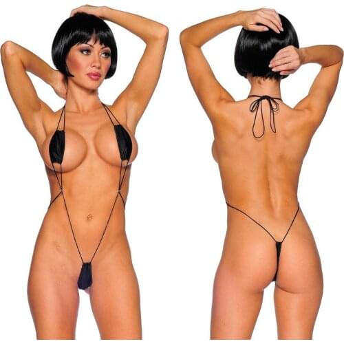 Super Sexy Mini Swimsuit Monokini Micro G String Swimsuits Semi Sheer Tback bodysuit Black Bathing Suit Stripper Dancewear thong