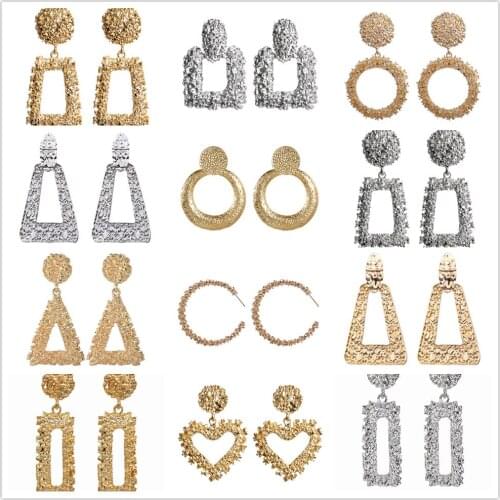 Yingwu Vintage Geometric Big Earrings Statement Drop Earring For Women 2019 Fashion Statement Metal Ear Hanging Dangle Jewelry