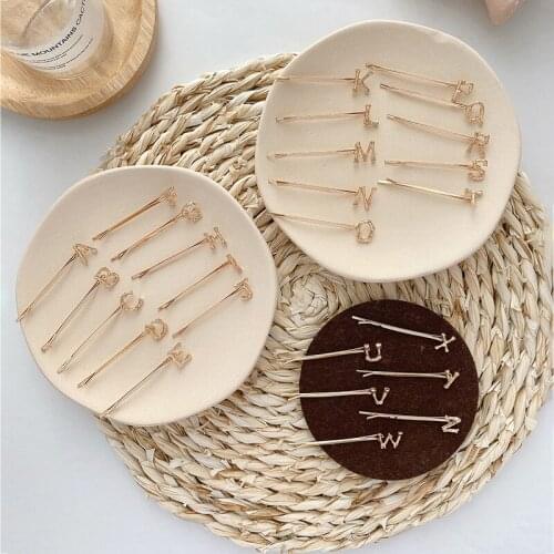 1PC 26 English Letter Hair Clip Alloy Women Girls Sweet Hairpin Korean Bangs Word Clamp Hairgrip Headwear Styling Accessories