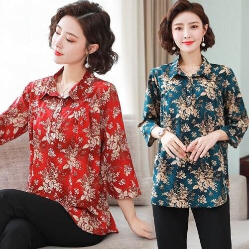 Women Floral Chiffon Shirts Spring Autumn Long Sleeve Polo-Neck Print Blouses Korean Style Casual Femme Loose Blusas Tops MM0772