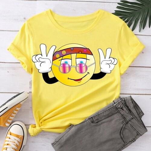 Smiley Women T-shirt Girl Short Sleeve casual Korean Style Tops TX20030