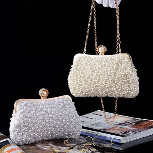 Women Evening Bags New Beaded Womens Bag Pearl Large Handbag Womens Shoulder Fashion Bag Bag Clutch Bag Bolso Mujer