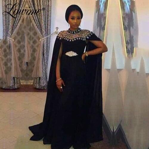 Abendkleider Black Crystals Beaded Formal Evening Dress African Prom Dresses Long Custom Made 2020 Dubai Middle East Party Gown