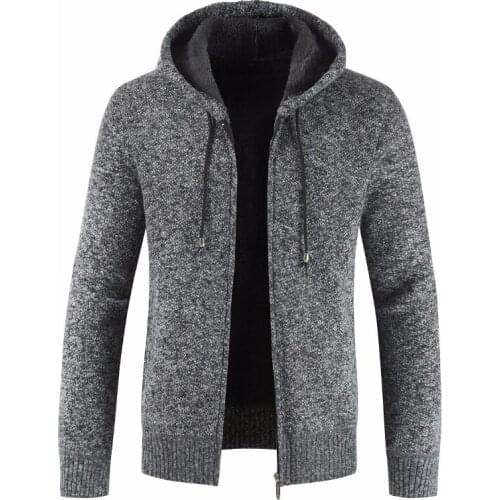 NEGIZBER 2019 Winter Jacket Men Solid Slim Fit Hooded Mens Coat and Jackets Thick Fleece Wool Jacket Men Warm Outwear Coats