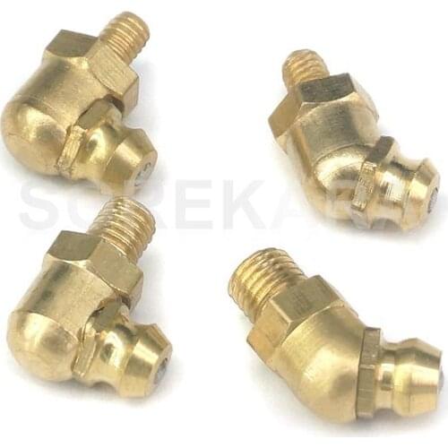 10pcs M4 M5 M6 M8 M10 M12 M14 Male 45/90 Degree Brass Grease Zerk Nipple Fitting For Grease Gun Machine Tool Accessories