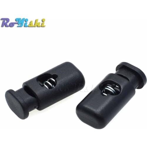 10pcs/pack Cord Lock Stopper Cylinder Barrel Plastic Toggle Clip For Garment Accessories Black