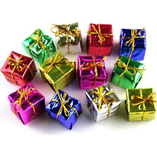 12PCS Mini Christmas Ornaments Foam Gift Box Xmas Tree Hanging Party Decor endants Drop Ornaments Xmas Decoration Kids Play