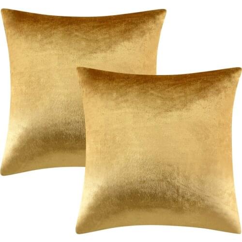 2 Packs Gold Decorative Cushions Covers Cases for Sofa Bed Couch Modern Luxury Velvet Home Throw Pillows Covers Silver Green
