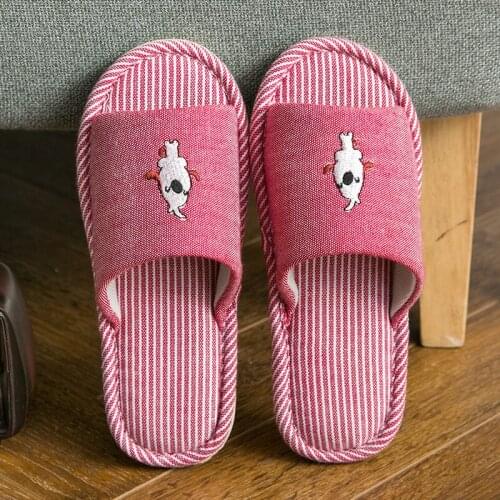 2020 Women Floral Indoor Home Slippers Light Soft Slippers Spring Autumn Flip Flops Female Linen Slides Slippers Women Shoes