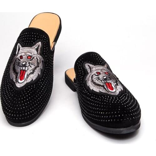 2021chaussure home mens Rhinestone dress shoes luxury Italian style fashion mens sandals party flat shoes zapatos hombre 38-44