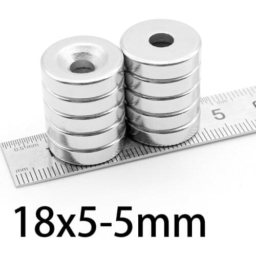 5-50PCS 18x5-5mm Disc Rare Earth Neodymium Magnets 18x5mm Hole 5mm Countersunk Powerful Magnetic 18*5-5mm Round Magnet 18*5-5