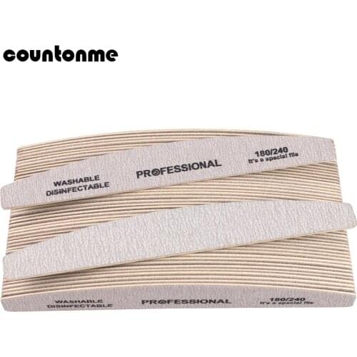 50Pcs Grey Wooden Nail File 180/240 Professional Wood Nail Buffer 100/180 Emery Board Lime A Ongle UV Gel Manicure Buffing Block
