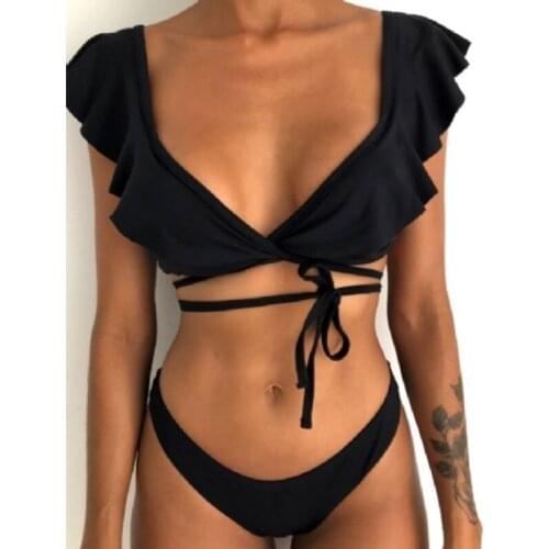 BANDEA Brazilian Bikini Set Sexy Women Ruffled Bikini Off The Shoulder Print Mujer Swimwear Swimsuit swimming suits