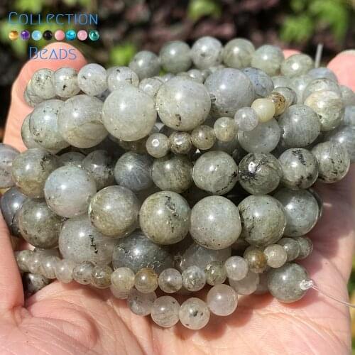 4/6/8/10/12mm Natural Stone Beads Gray Labradorite Round Spacer Loose Beads For Jewelry Making DIY Bracelets Accessories 15