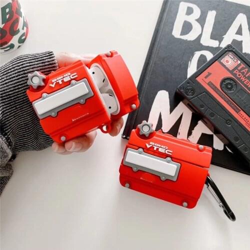 Case for airpods1 2 car engine soft silicone 3d creative headphone case for airpods pro 3 cover protection with hook keyring