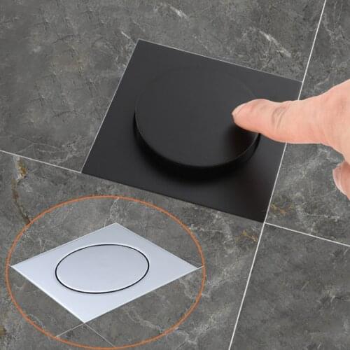 Black Floor Drain Chrome Brass Pop Up Push Down Anti-odor Bath Drains Deodorant for Bathroom Kitchen Balcony Floor Drainage