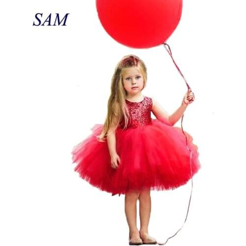 Princess Kids Baby Fancy Wedding Dress Sleeveles Sequins Party Dress For Girl Summer Dresses